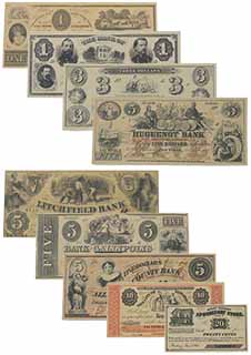 Northern States Paper Money Set ,
reproduction of 9 assorted bills